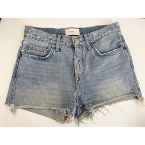 Current Elliott Yours Mine Denim Cut Off Shorts Light Wash Blue Frayed Hem 24
